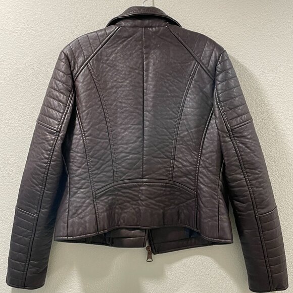 MARC NEW YORK/ANDREW MARC Faux/Vegan Leather Moto Jacket, Deep Burgundy - L - Picture 3 of 15
